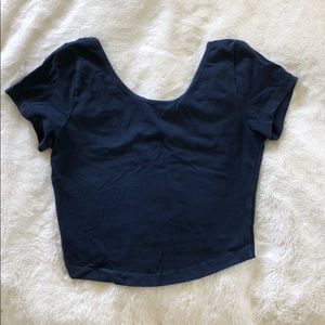Navy blue cropped brandy Melville top